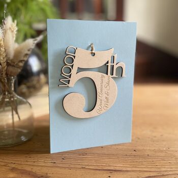 Personalised 5th Wood Wedding Anniversary Card, 2 of 10
