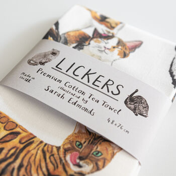 'Lickers' Funny Cat Tea Towel, 3 of 4