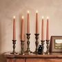 Set Of Six Distressed Orange Tru Glow LED Taper Candles, thumbnail 1 of 5