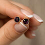 Gold Plated Sterling Silver February Amethyst Birthstone Stud Earrings, thumbnail 1 of 3