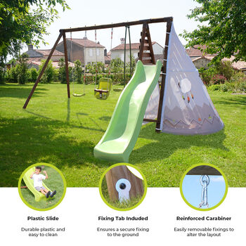 Camelia Wooden Swing Set With Slide, 2 of 12