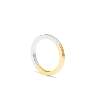 2mm 9ct Yellow And White Gold Square Wedding Band, 2 of 5