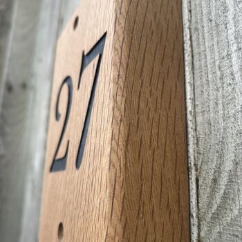 House Number Plaque, Chunky Solid Oak, 2 of 8