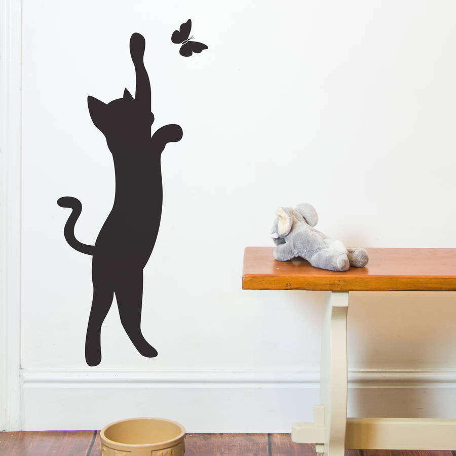 Cat And Butterfly Wall Sticker, 1 of 3