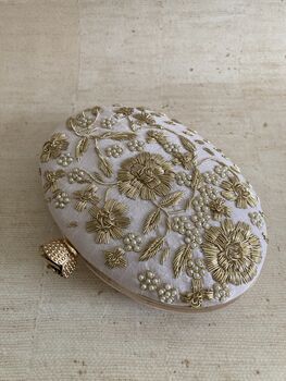 Light Pink Oval Handcrafted Clutch Bag, 6 of 10