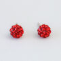 Red Crystal Ball Stud Earrings, thumbnail 2 of 3