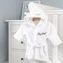 Personalised Grey Baby Dressing Gown With Ears On Hood, thumbnail 6 of 7