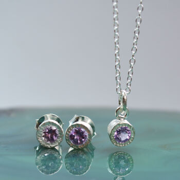 Amethyst February Birthstone Sterling Silver Pendant Necklace, 5 of 6