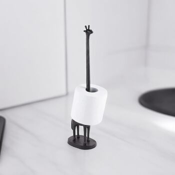 Stainless Steel Giraffe Kitchen Towel And Toilet Roll Stand, 3 of 5