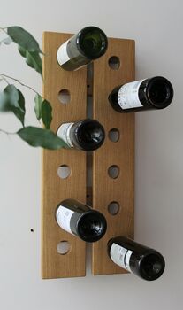 Solid Oak Wall Mounted Wine Rack Bespoke Sizes, 7 of 11