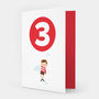 Three Today Boy With Red Balloon Birthday Card, thumbnail 1 of 3