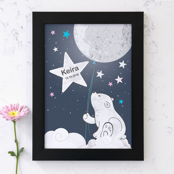 Personalised Bear With Moon Baby Print, 2 of 5