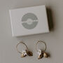 Statement Leaf And Flower Gold Hoop Bridal Earrings, thumbnail 1 of 2