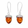 Small Sterling Silver Baltic Amber Acorn Drop Earrings – 7mm, thumbnail 5 of 6