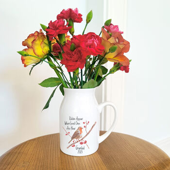 Personalised Robin Memorial Flower Vase, 4 of 8