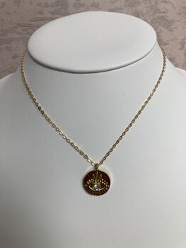 Gold Plated Evil Eye Pendant Necklace, 2 of 4