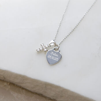 Personalised Sterling Silver Cz Cross Pendant, 3 of 8
