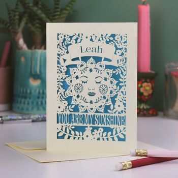 Personalised Sunshine Valentines Laser Cut Card, 6 of 6