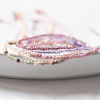 Dainty Gemstone Silk Thread Adjustable Bracelets, 8 of 12