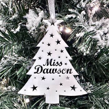 Personalised Teacher Christmas Tree Decoration With Stars, 2 of 8