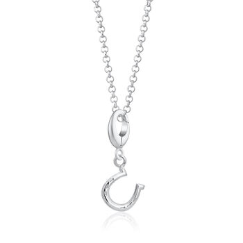 Sterling Silver Lucky Horseshoe Charm Necklace, 2 of 6