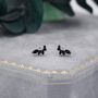 Black Cz Marquise Cluster Stud Earrings In Sterling Silver, thumbnail 6 of 12