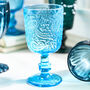 Lugo Paisley Embossed Blue Wine Glass, thumbnail 1 of 3