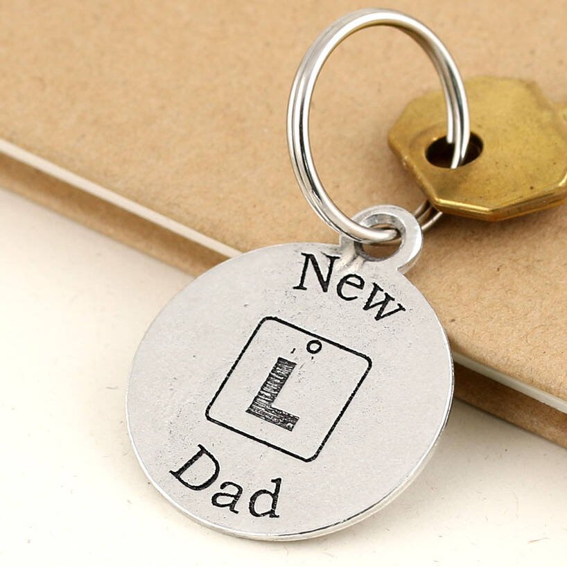 Image of New Dad Learner Round Pewter Keyring