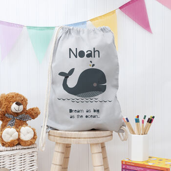 Personalised Children's Whale Pe Kit Bag, 7 of 12
