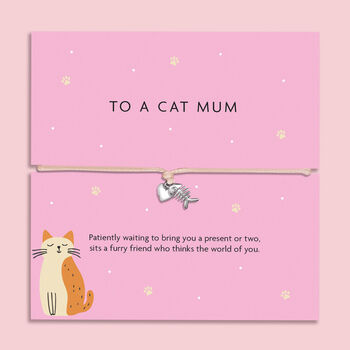 To A Cat Mum Heart And Fish Bone Adjustable Bracelet, 2 of 7