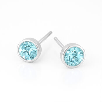 Sterling Silver March Birthstone Stud Earrings – 7mm, 6 of 7