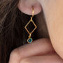 Gold Plated Rhombus Birthstone Earrings, thumbnail 6 of 11