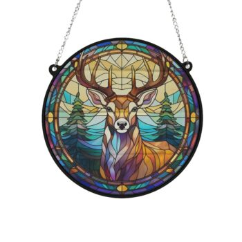 Stag Stained Glass Effect Suncatcher Design Two, 6 of 6