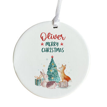 Personalised Merry Christmas Ceramic Ornament For Kids Toddler Baby, 2 of 4