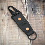 Personalised Handcrafted Black Leather Key Ring, thumbnail 2 of 4