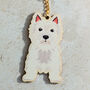 West Highland Terrier Dog Wooden Keyring With Optional Christmas Card, thumbnail 4 of 11