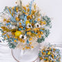 Blue And Yellow Dried Flower Bouquet With Daisies, thumbnail 3 of 7