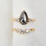 18ct Gold Pear Salt And Pepper Diamond Engagement Ring, thumbnail 1 of 5
