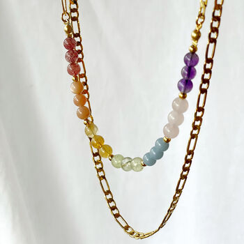 Rainbow Gemstone Bead And Layered Chain Necklace, 4 of 10