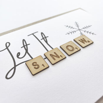 Let It Snow Wooden Tiles Card, 2 of 2