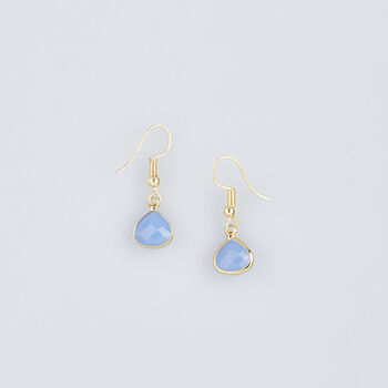 Long Gold Plated Multi Strand Blue Chalcedony Necklace, 5 of 5