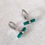 The T Bar Green Onyx Hoop Earrings, Silver, thumbnail 1 of 6