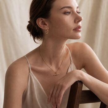 The Equilibrium Bar Charm Necklace In Sterling Silver And Gold Plated, 4 of 5