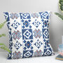 Marisol Feather Cushion, Blue And Orange Design, thumbnail 1 of 2