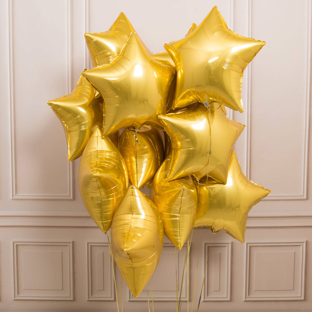 Ten Gold Inflated Star Foil Balloons By Bubblegum Balloons Notonthehighstreet Com