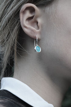 Sterling Silver Sea Agate Earrings, 3 of 4