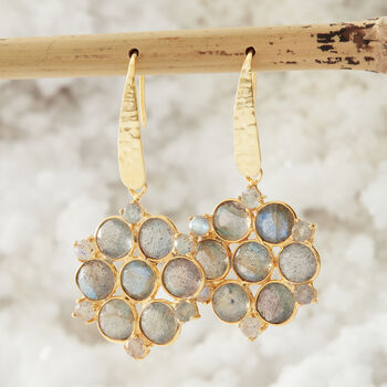 Labradorite Gold Plated Silver Mandala Drop Earrings, 2 of 10