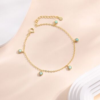 Delicate Aqua Green Opal Charm Bracelet, 2 of 12