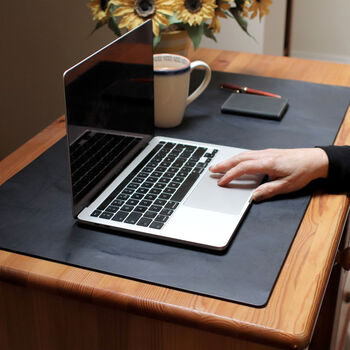 Recycled Bonded Leather Engraved Desk Mat, 3 of 5