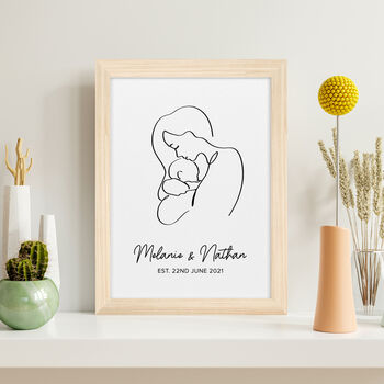 Personalised Line Art New Mum And Baby's Love Print, 9 of 12
